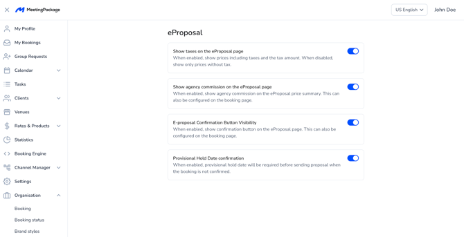 Org settings - eProposal