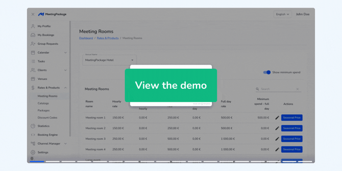 Rates and Products - meeting rooms