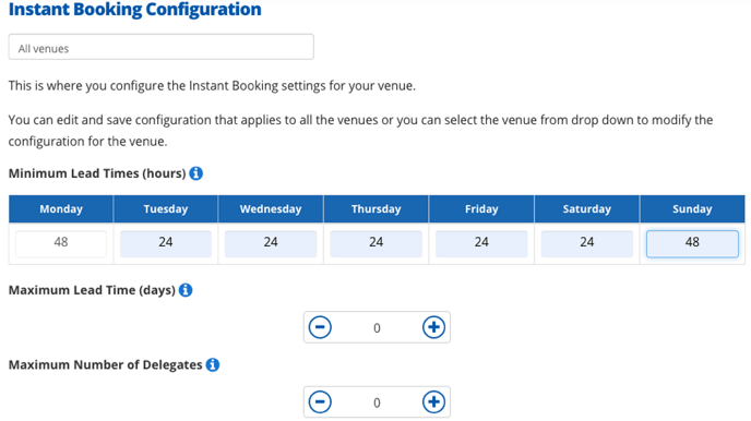 instant booking configuration